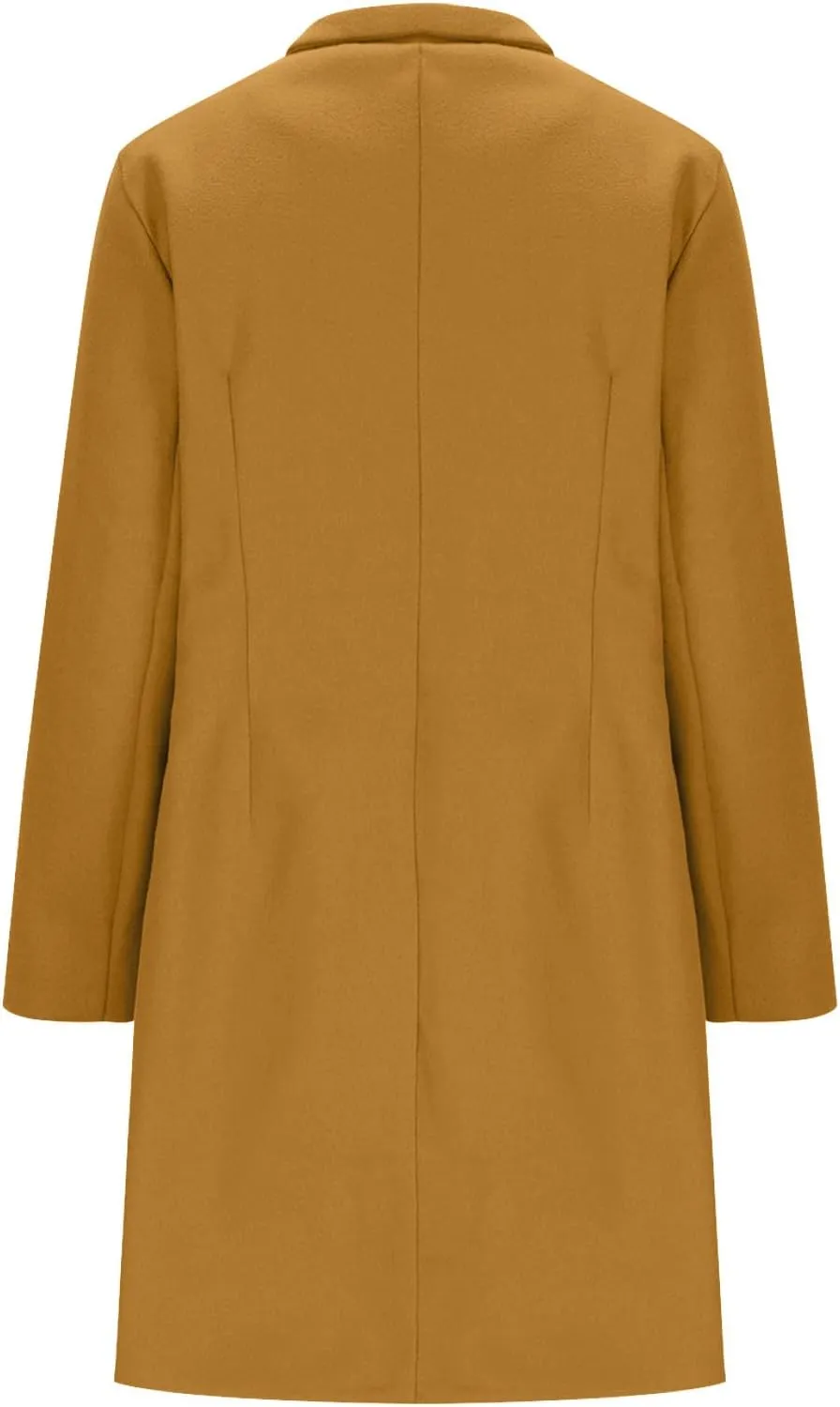 Lapel Trench Coat Women Long Winter Jacket Wool Blend Peacoat Thick Casual Jacket Button Down Jacket Top with Pockets