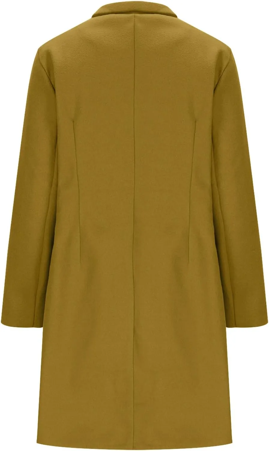 Lapel Trench Coat Women Long Winter Jacket Wool Blend Peacoat Thick Casual Jacket Button Down Jacket Top with Pockets