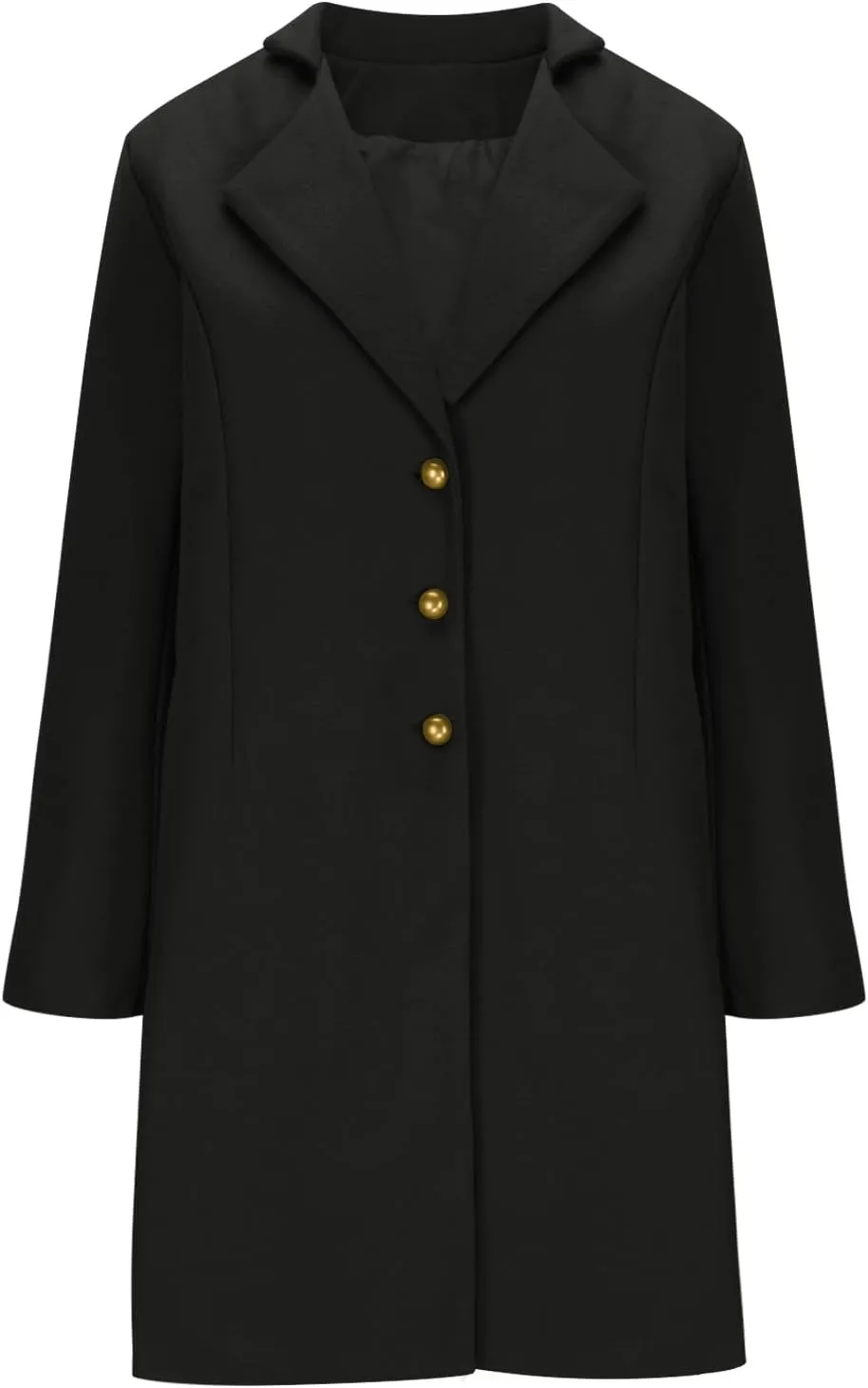 Lapel Trench Coat Women Long Winter Jacket Wool Blend Peacoat Thick Casual Jacket Button Down Jacket Top with Pockets