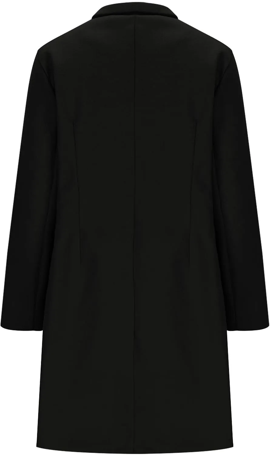 Lapel Trench Coat Women Long Winter Jacket Wool Blend Peacoat Thick Casual Jacket Button Down Jacket Top with Pockets