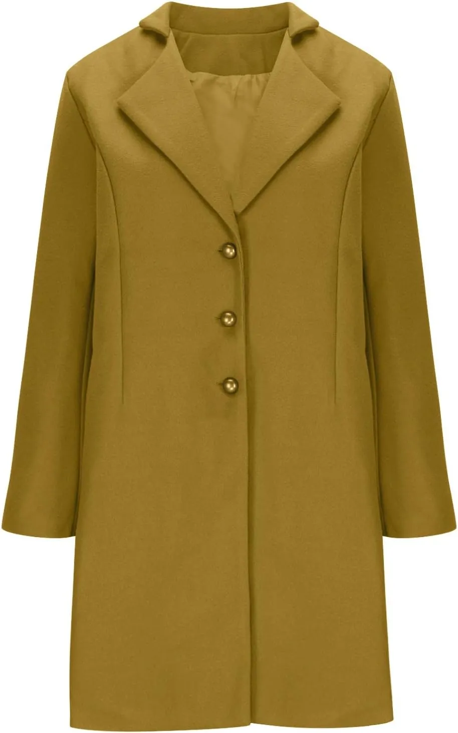 Lapel Trench Coat Women Long Winter Jacket Wool Blend Peacoat Thick Casual Jacket Button Down Jacket Top with Pockets