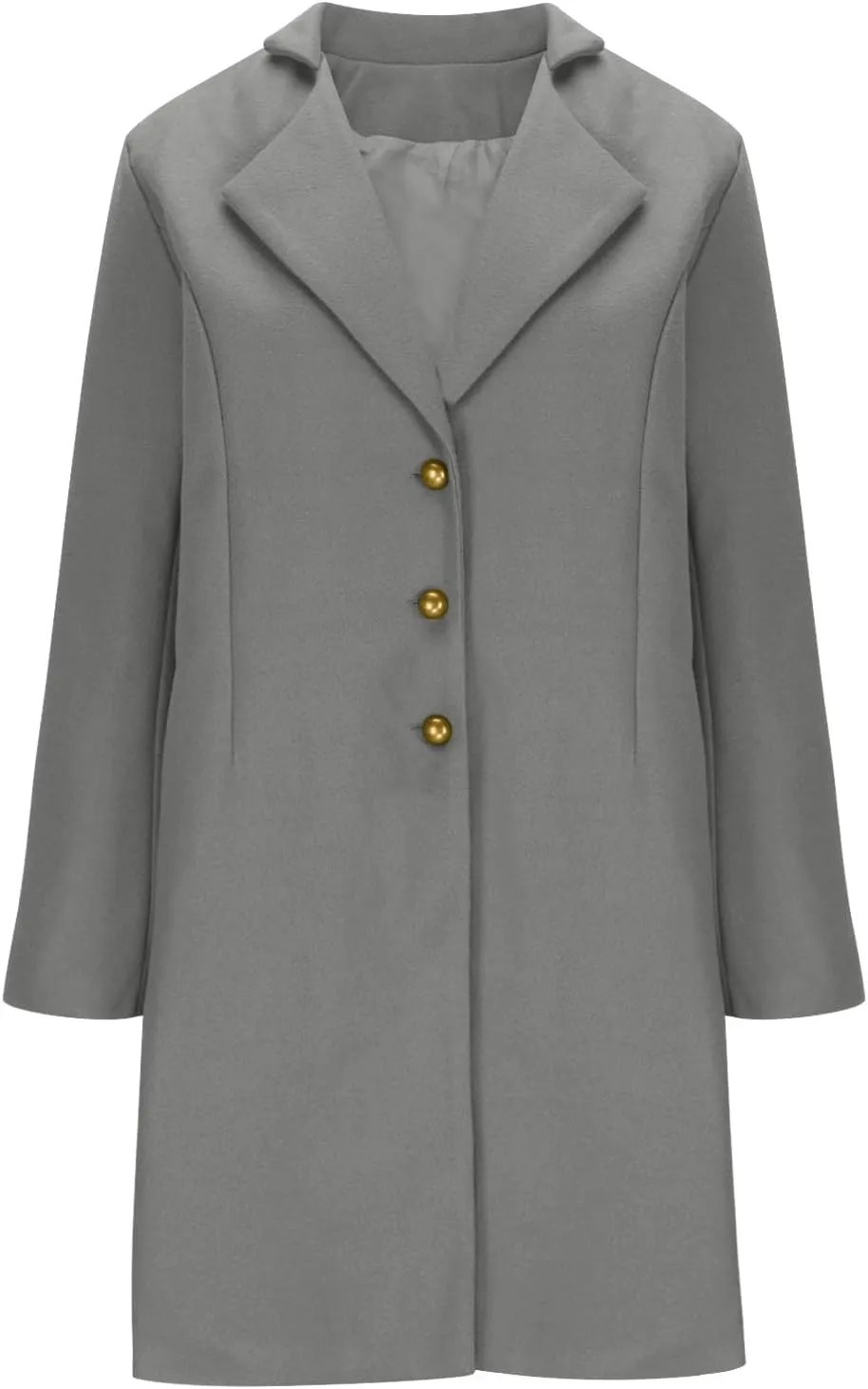 Lapel Trench Coat Women Long Winter Jacket Wool Blend Peacoat Thick Casual Jacket Button Down Jacket Top with Pockets