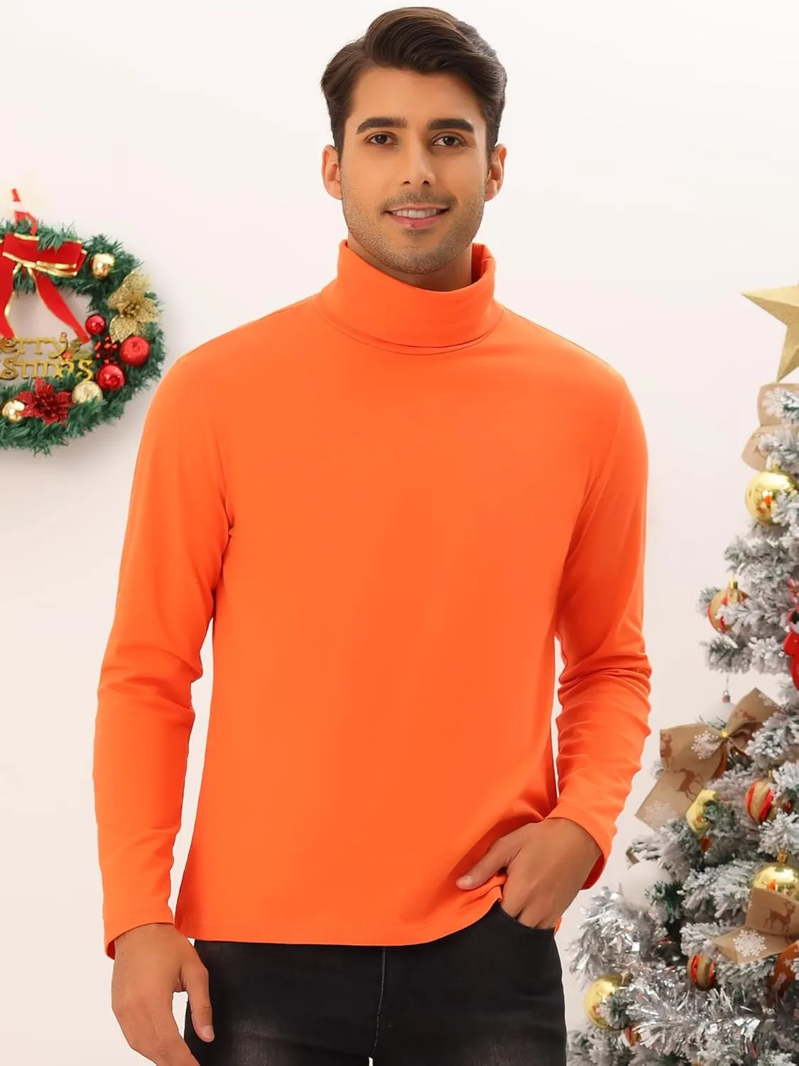 Lars Amadeus Turtleneck Top for Men's Slim Fit Long Sleeves Knitted Pullover T-Shirt