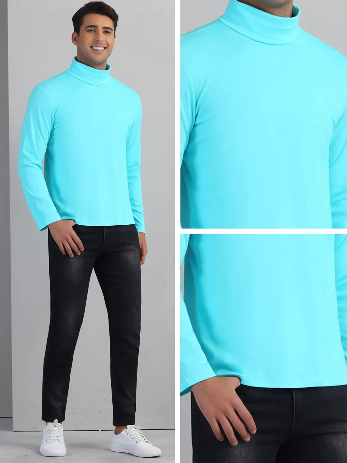 Lars Amadeus Turtleneck Top for Men's Slim Fit Long Sleeves Knitted Pullover T-Shirt
