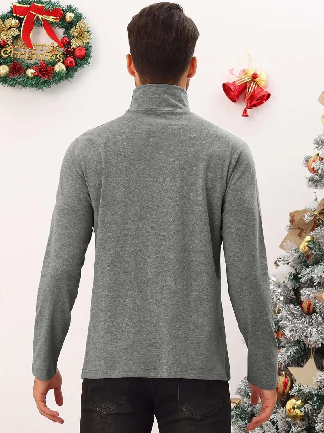 Lars Amadeus Turtleneck Top for Men's Slim Fit Long Sleeves Knitted Pullover T-Shirt