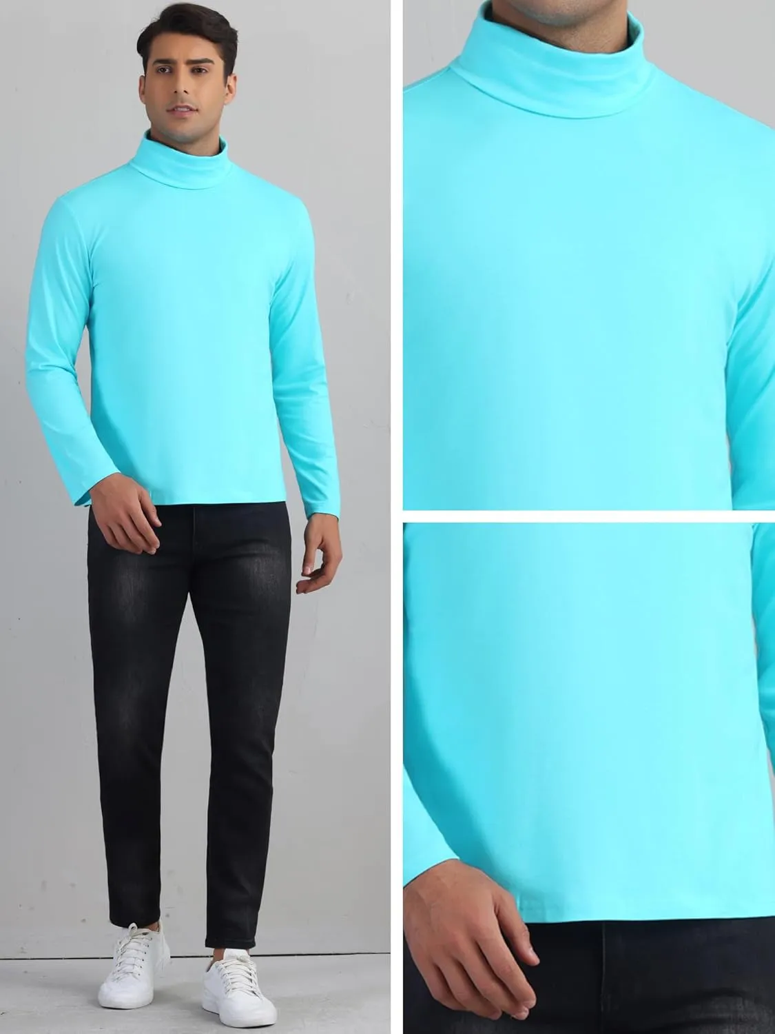 Lars Amadeus Turtleneck Top for Men's Slim Fit Long Sleeves Knitted Pullover T-Shirt
