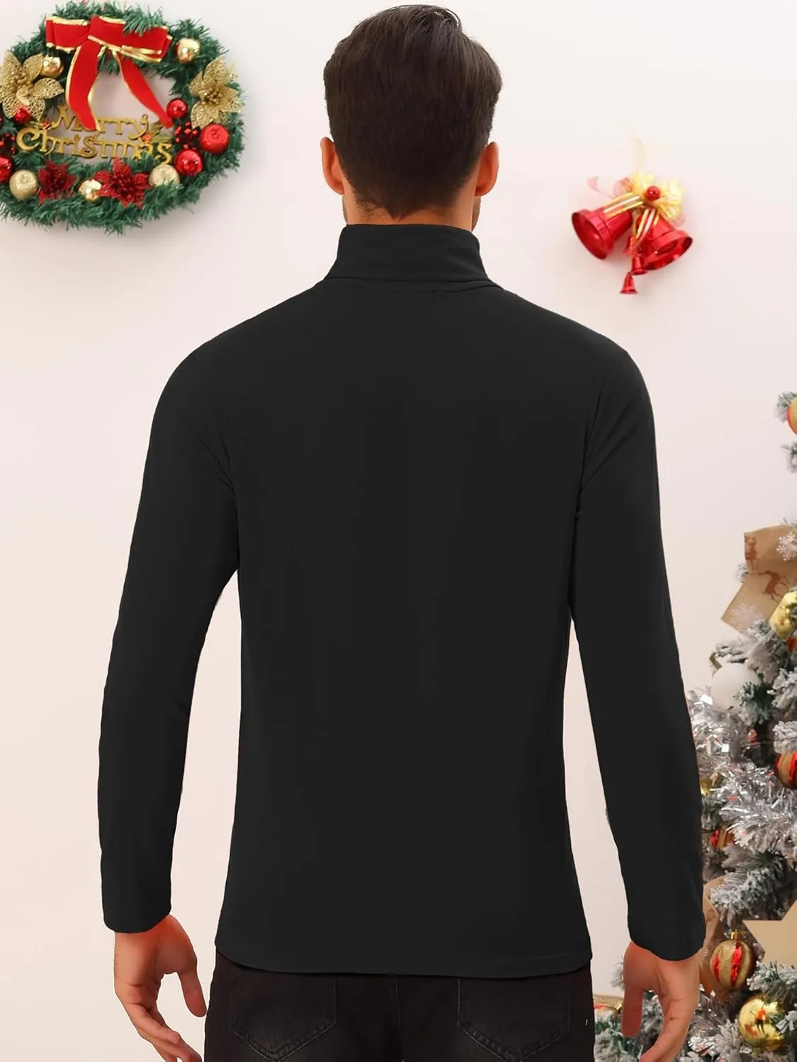 Lars Amadeus Turtleneck Top for Men's Slim Fit Long Sleeves Knitted Pullover T-Shirt