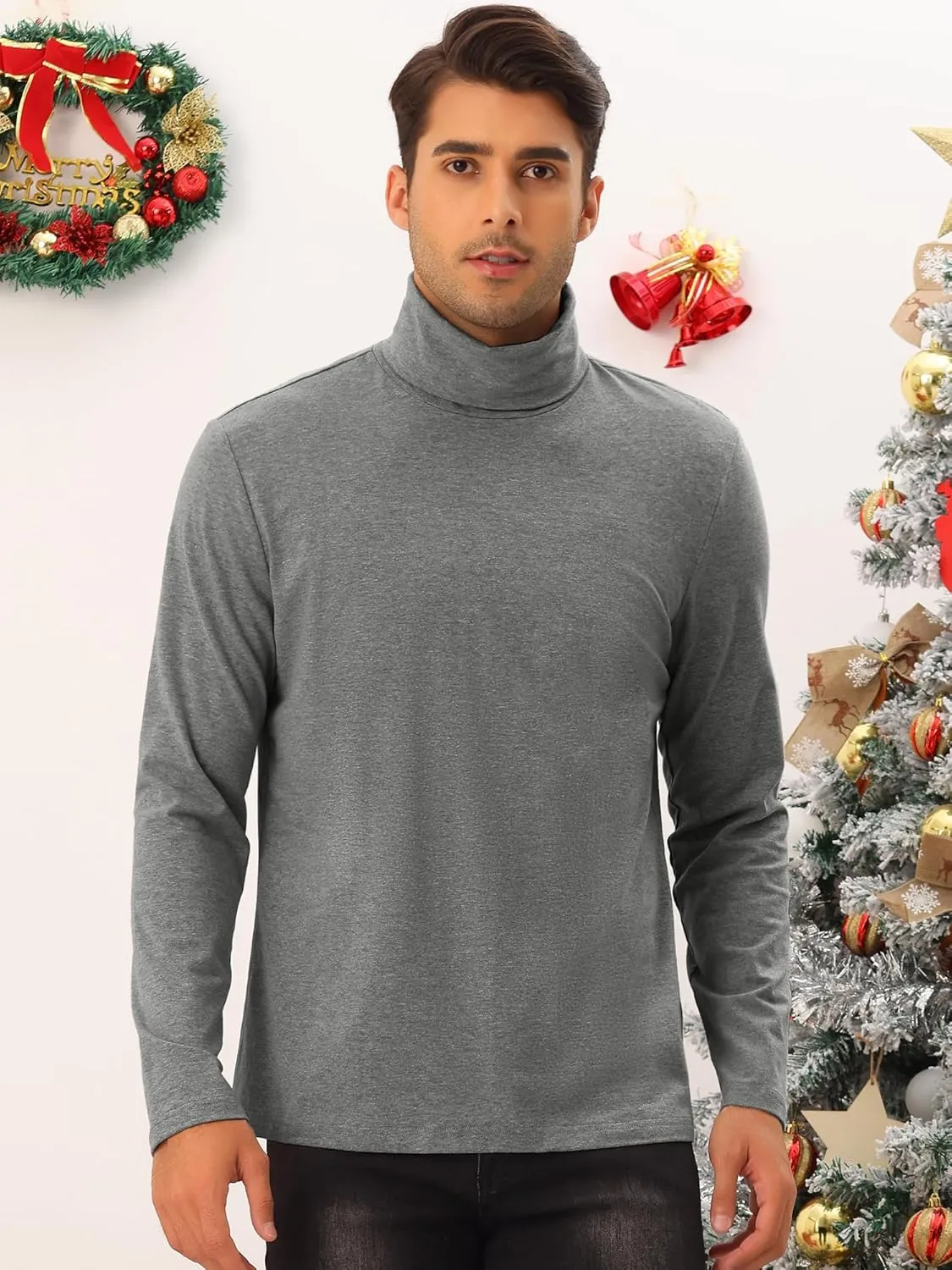 Lars Amadeus Turtleneck Top for Men's Slim Fit Long Sleeves Knitted Pullover T-Shirt