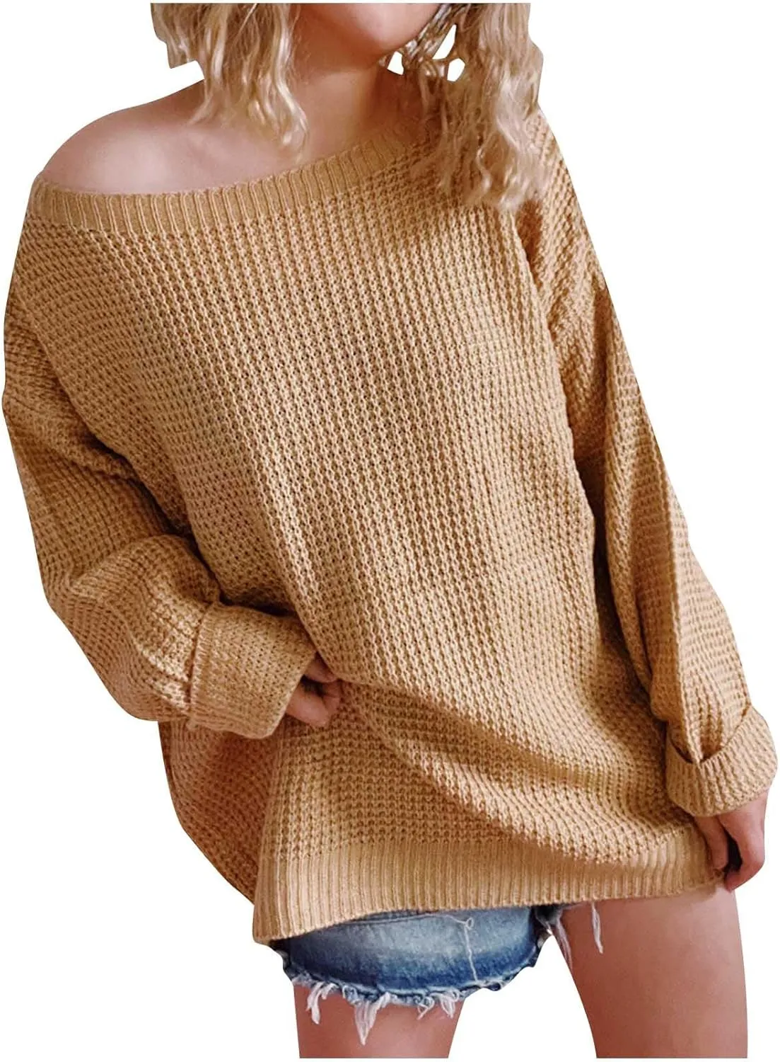 Lastesso Pullover Sweaters for Women Knitted Solid Sweater Casual Long Sleeve Lightweight Fall Outfits Loose Soft Clothes