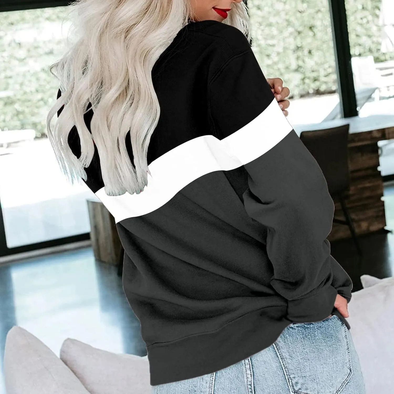 LCMTWX Womens Oversized Sweatshirts Long Sleeve Top Cute Pullover Loose Version Pullover Loose Soft Long Sleeve Pullover
