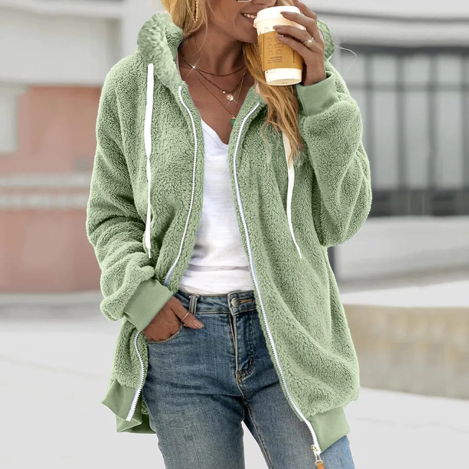 LCMTWX Women'S Winter Coats Color Pocket Long Sleeve Top Hooded Cardigan Jacket Long Jackets For Women Leather Jackets For