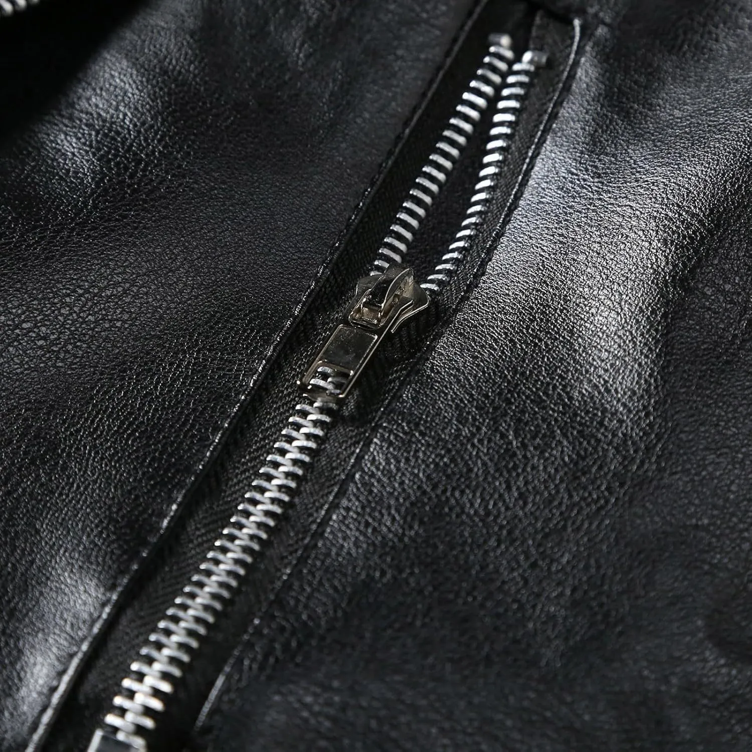 Leather Jackets for Men, Faux Bomber Jacket Mens Motorcycle Lapel Asymmetric Zip-Up Slim Fit Biker Coat with Pockets