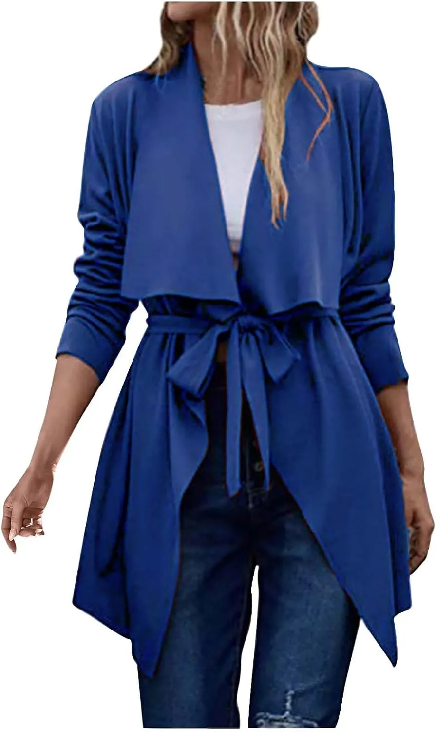 Light Weight Trench Coats for Women Short Casual Spring Fall Fashion Jackets Classic Lapel Overcoat with Belt