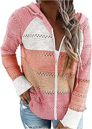 Lightweight Casual Hoodie Threaded Sweater Ladies Zipper Top 2024 Fall Outfits Fashion Clothes Y2K Hoodies Women's