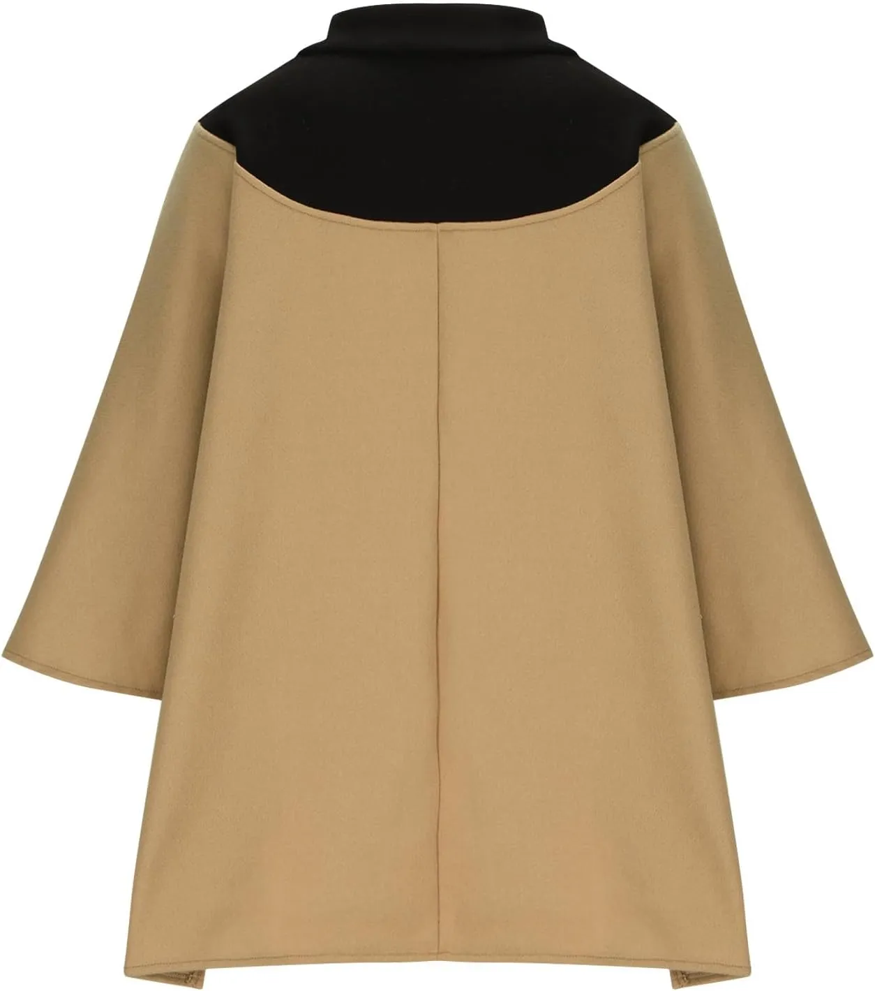 Lmdudan Plus Size Wool Blend Coats Women Zip Up Color Block Stand Collar Side Slit High Low Trench Coat Long Sleeve Outerwear