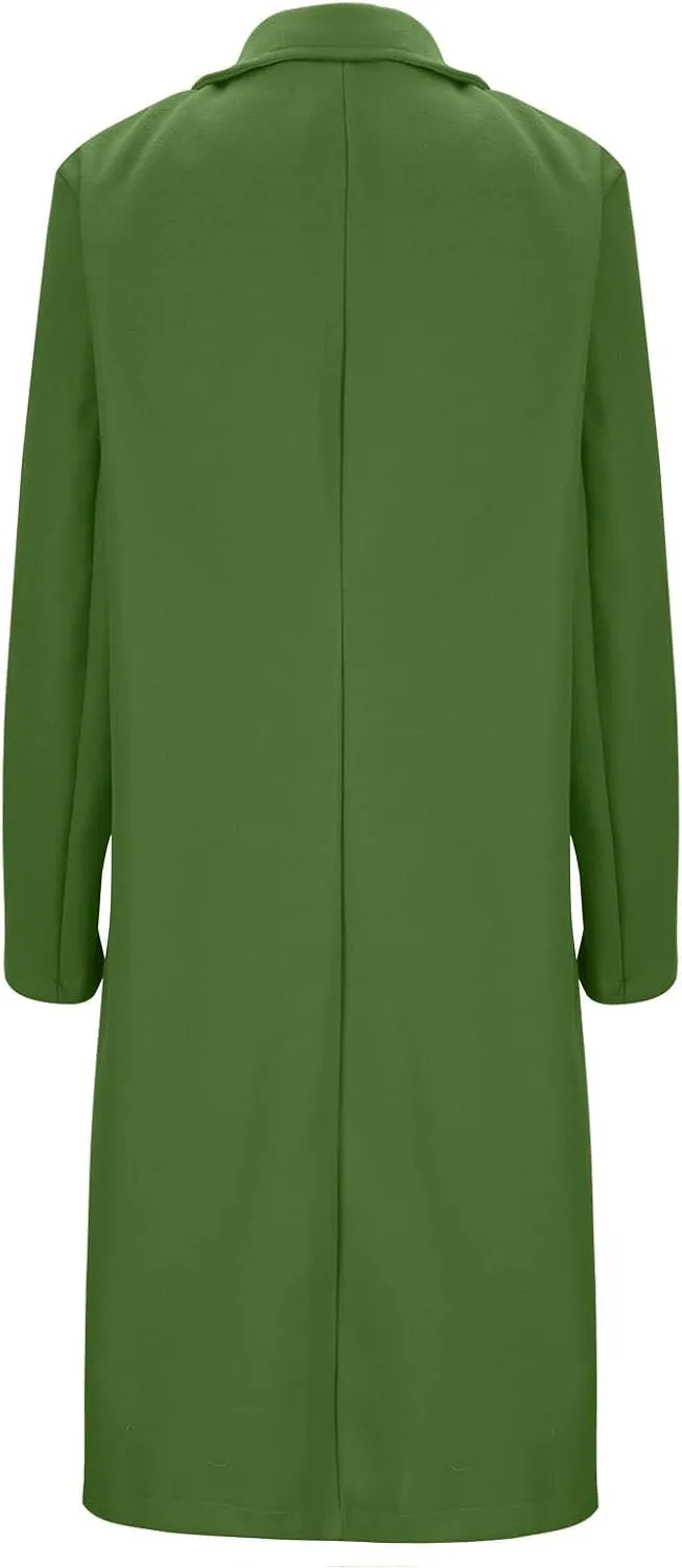 Lmdudan Women's Double Breasted Pea Coat Lapel Wool Blend Long Trench Jacket Winter Elegant Overcoat Outwear 2024 Trendy