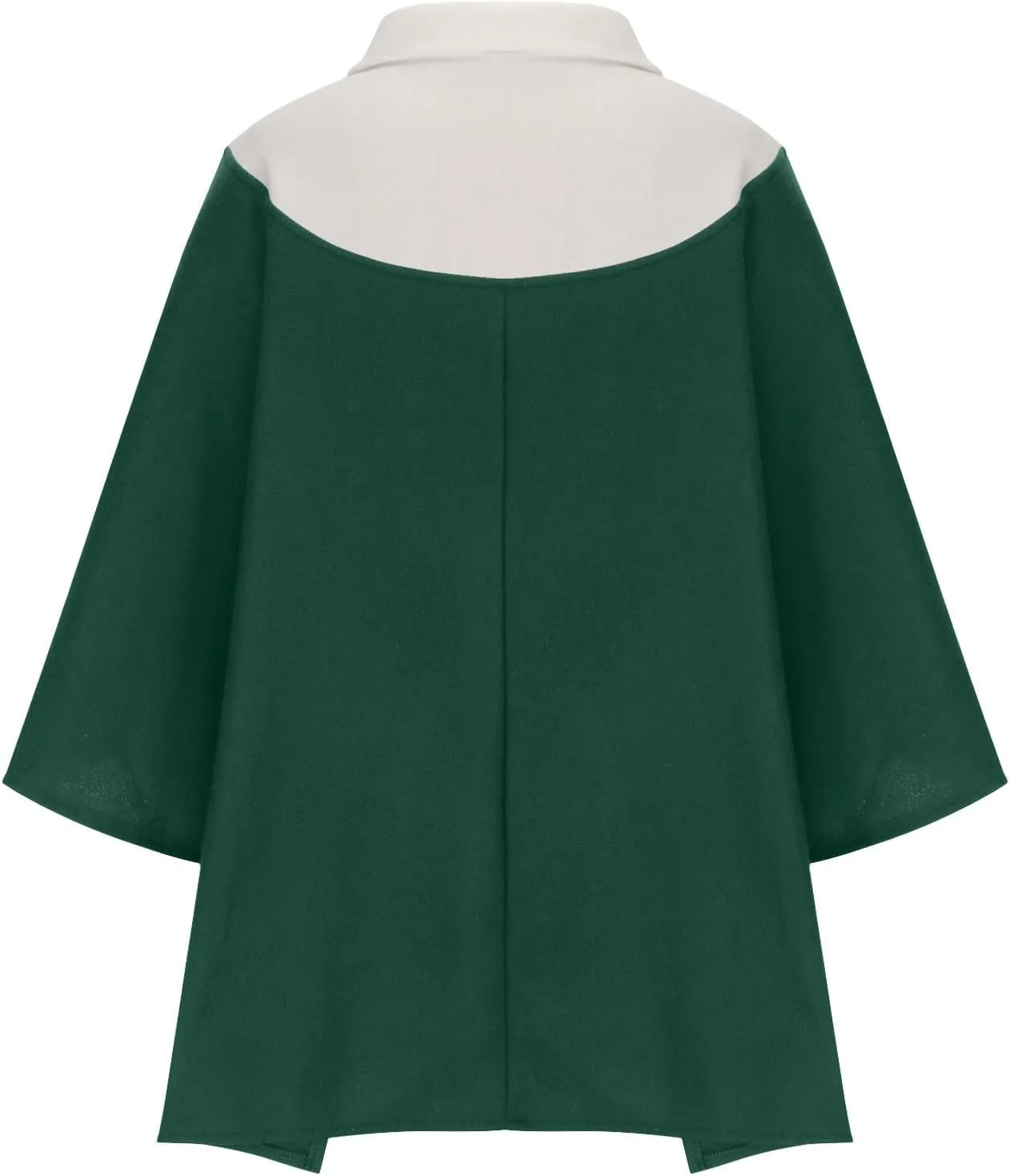Lmdudan Women's Zip Up Wool Blend Coats Plus Size Color Block Stand Collar Side Slit Trench Coat Casual Long Sleeve Cardigan