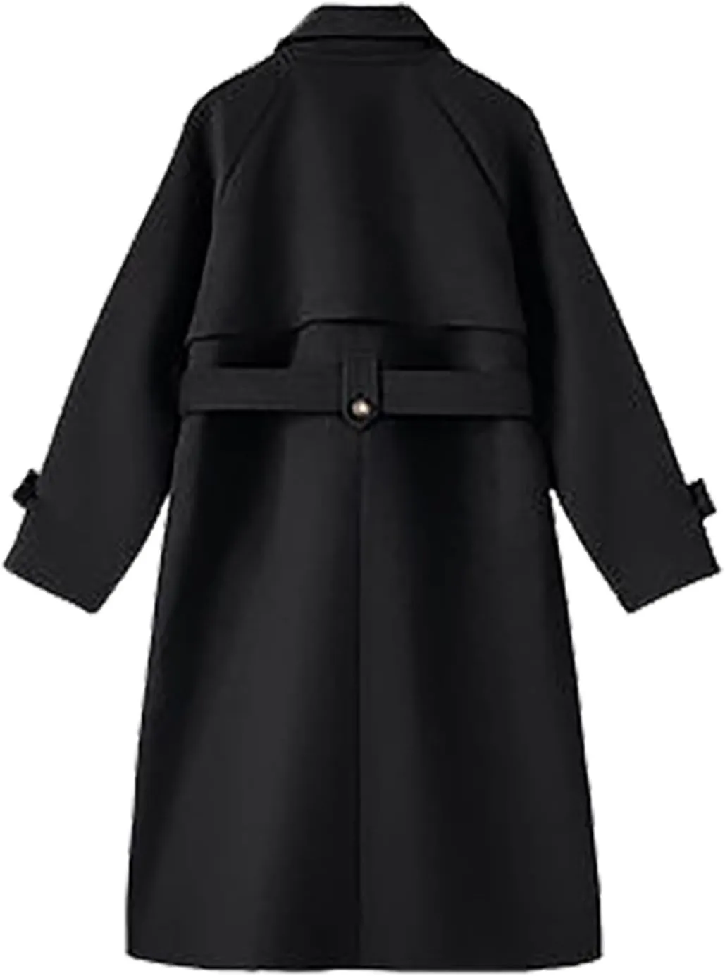 Long Pea Coat for Women Single Breasted Wool Trench Coats Oversized Lapel Cardigan Jacket Winter Outerwear with Belt