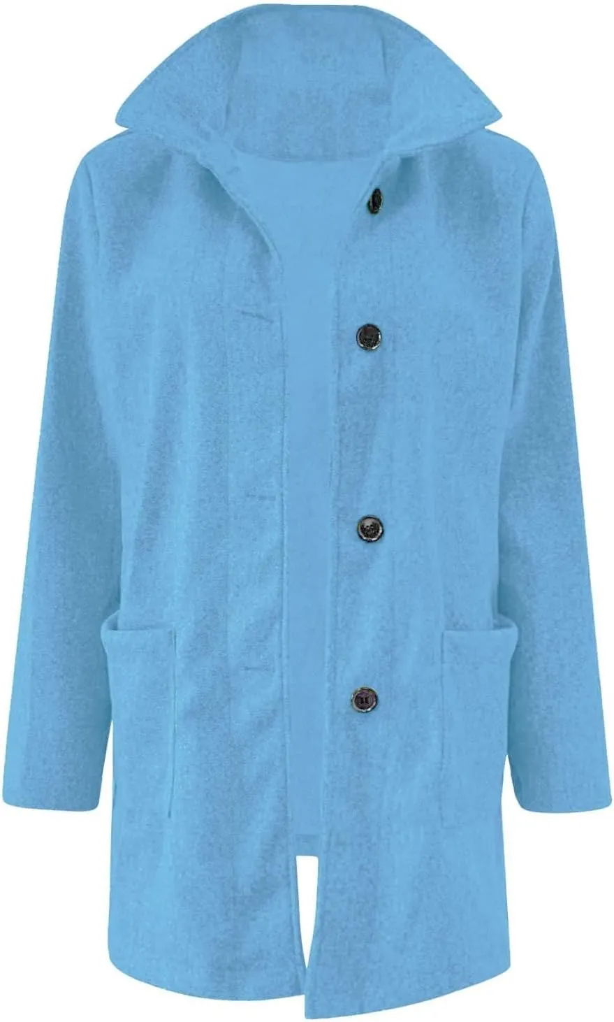 Long Pea Coats for Women Winter Stand Collar Single Breasted Wool Coats Wool Blend Peacoat Thicken Blazer Jacket