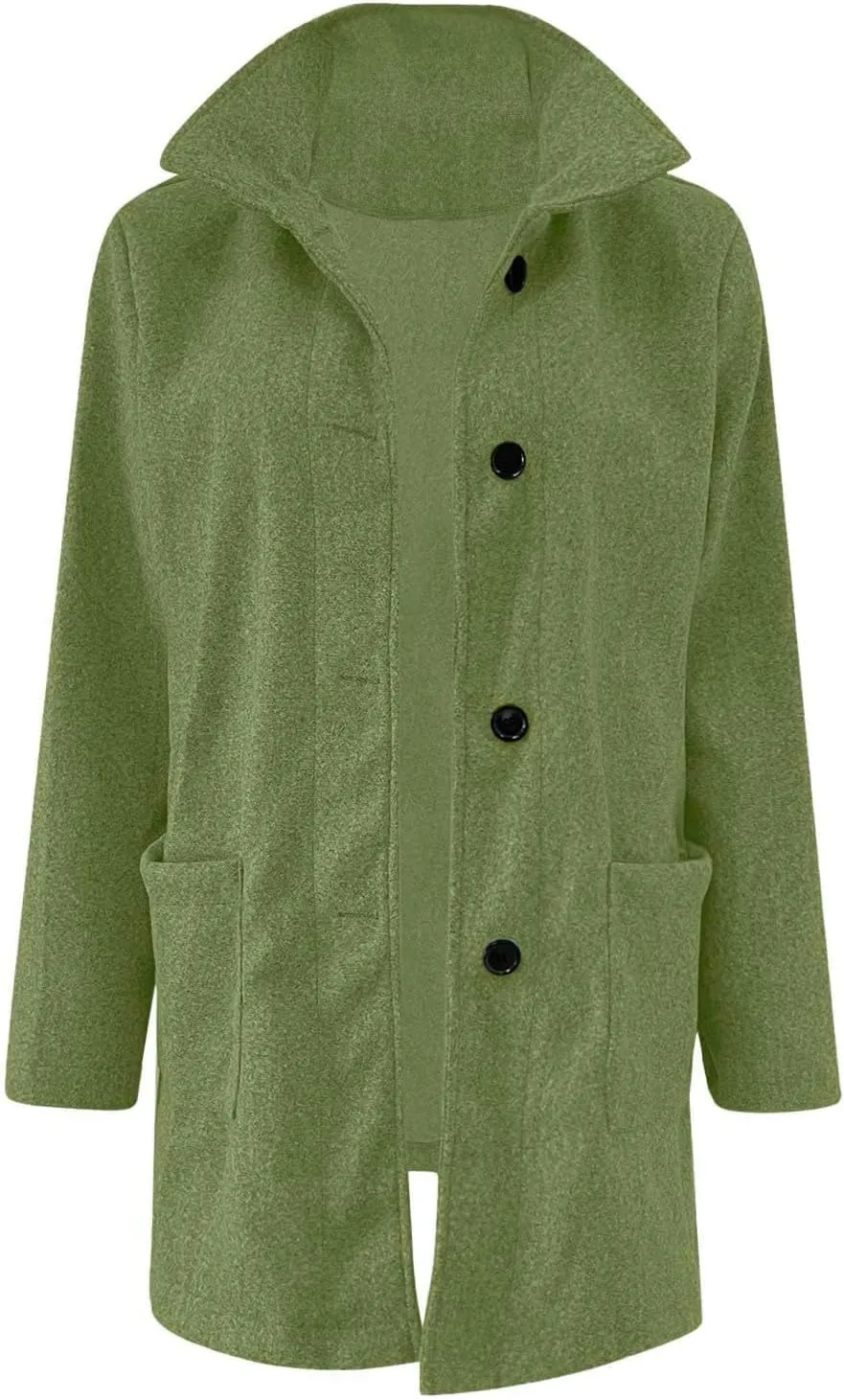 Long Pea Coats for Women Winter Stand Collar Single Breasted Wool Coats Wool Blend Peacoat Thicken Blazer Jacket