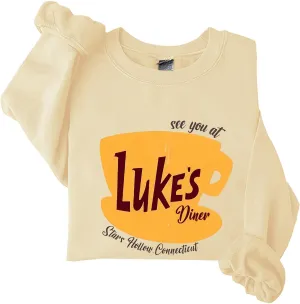 Luke's Diner Sweatshirts for Women，Crewneck Lukes Diner Graphic Long Sleeve Casual Pullover Preppy Girls Sweatshirt