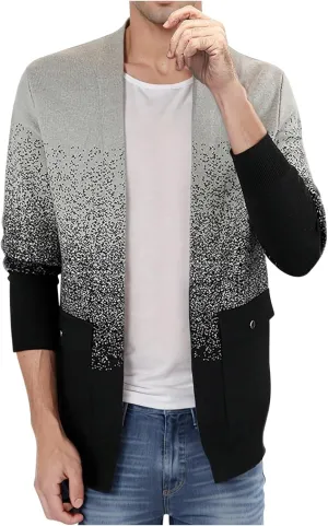 Men Cardigan Sweaters Chunky Knitted Cardigan Button Down Sweater V Neck Long Sleeve Sweaters Lightweight Cardigan