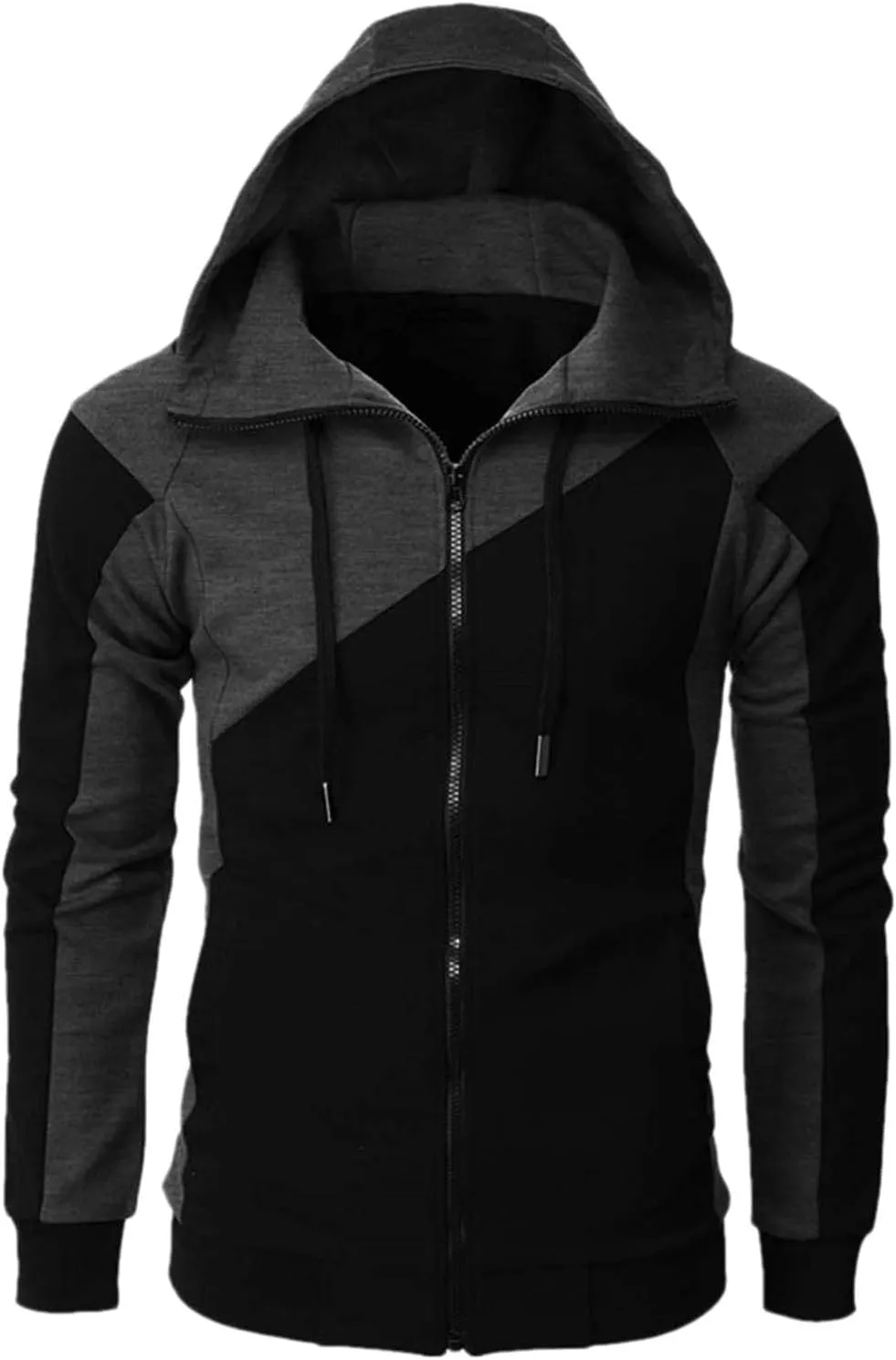 Men Hoodies Casual Hoodies for Men with Zip Pockets Full Zip Long Sleeve Sweatshirt Athletic Workout Hooded Jackets