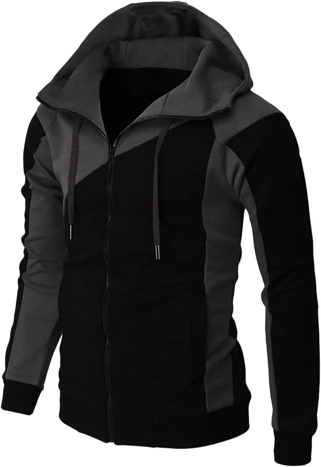 Men Hoodies Casual Hoodies for Men with Zip Pockets Full Zip Long Sleeve Sweatshirt Athletic Workout Hooded Jackets