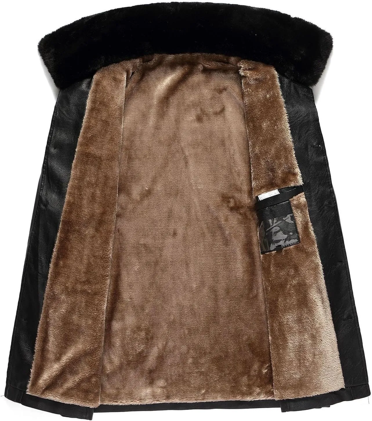 Men Leather Jacket Winter Coats Fleece Lined Sherpa Jackets Lapel PU Faux Leather Moto Biker Coat Motorcycle Overcoat