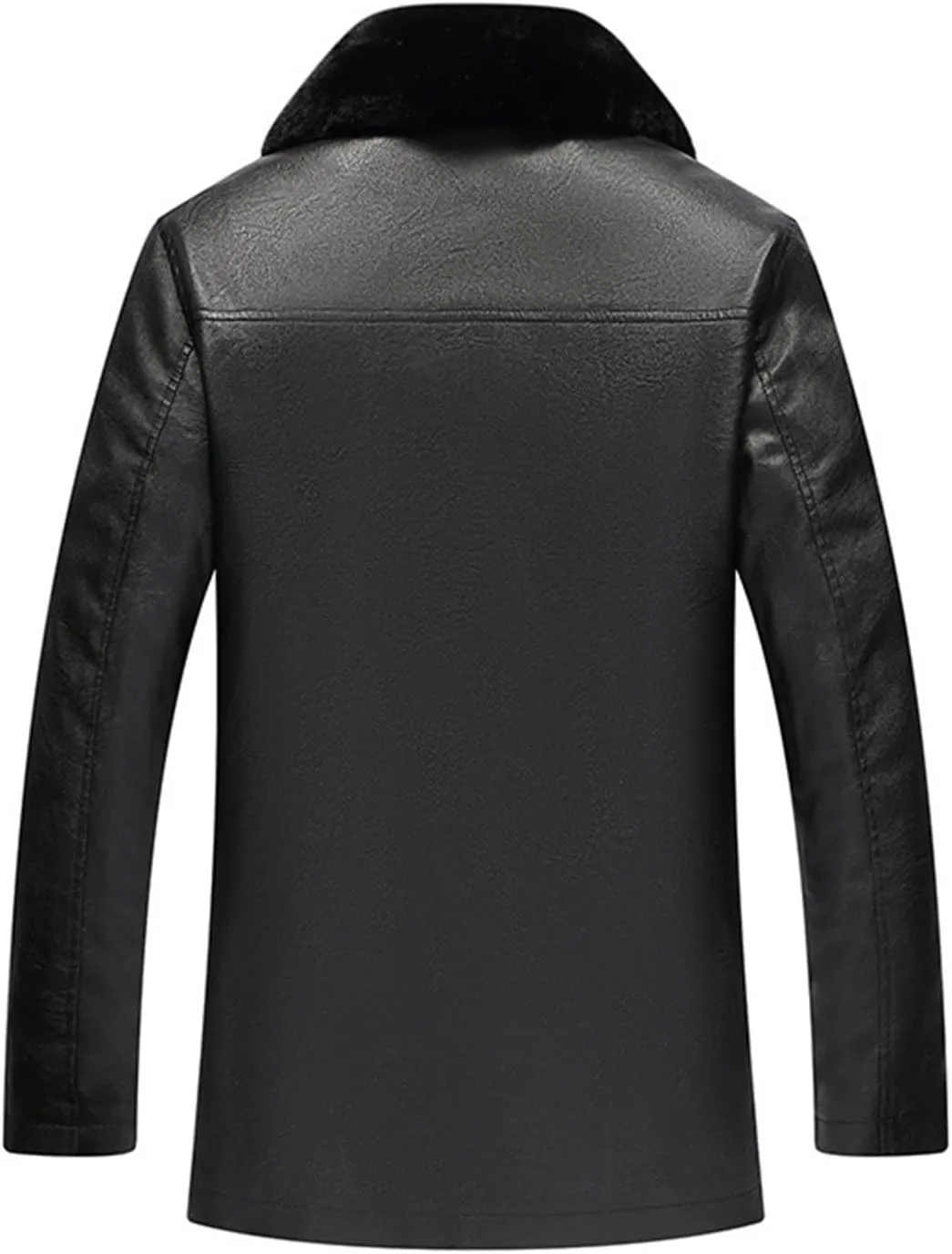 Men Leather Jacket Winter Coats Fleece Lined Sherpa Jackets Lapel PU Faux Leather Moto Biker Coat Motorcycle Overcoat