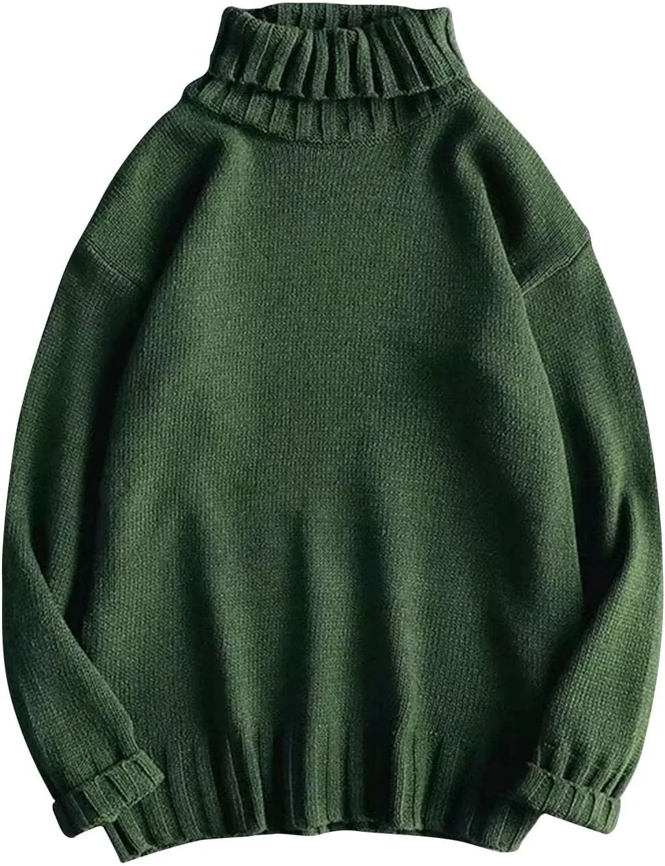 Men Turtleneck Knit Sweater Fall Winter Thick Warm Casual Loose Jumper Tops Oversize Hip Hop Drop Shoulder Sweaters