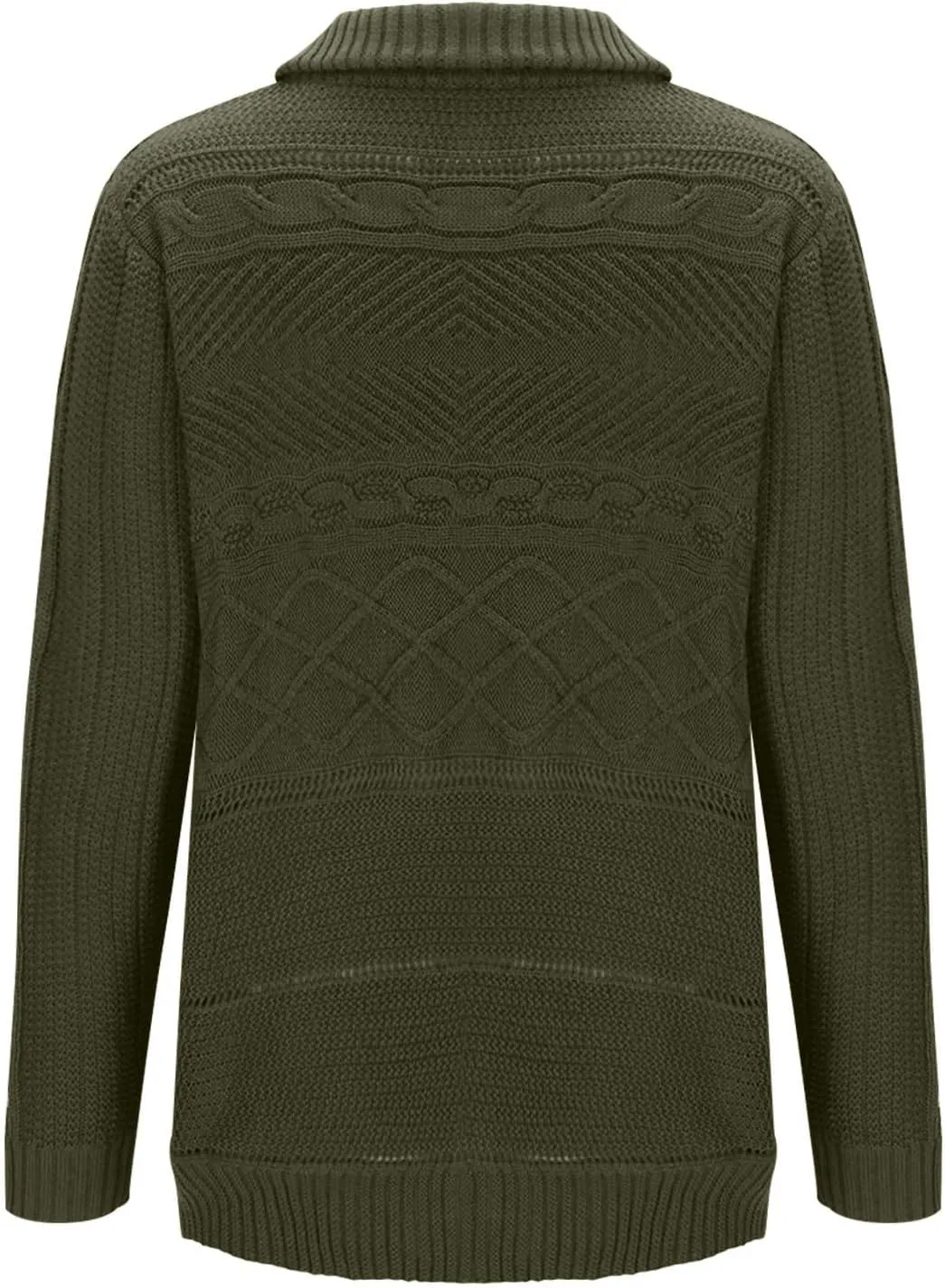 Men Turtleneck Sweater Vintage Button Chunky Knit Temperament Cardigan Jacket Zipper up Stand Collar Knitwear Tops