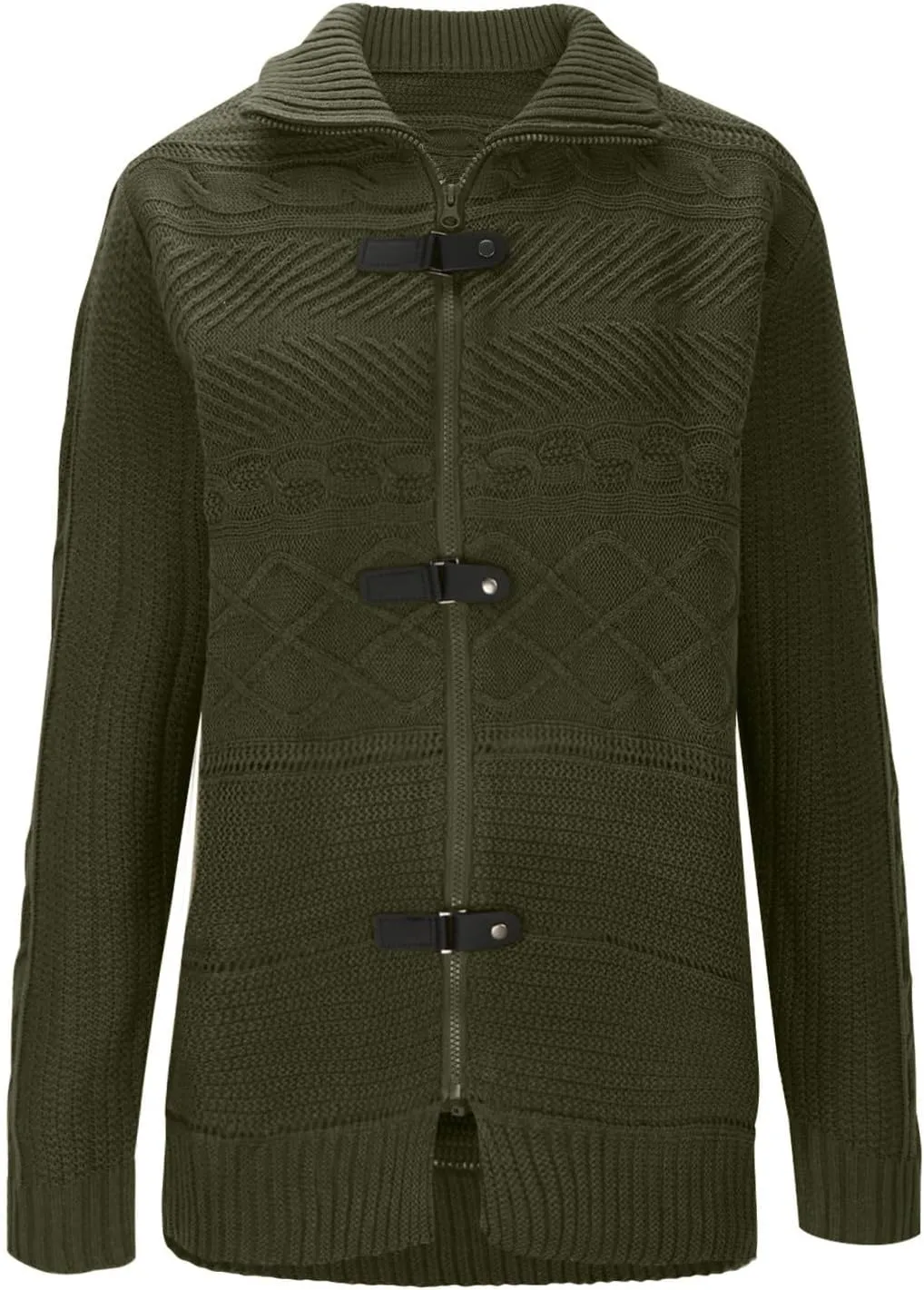 Men Turtleneck Sweater Vintage Button Chunky Knit Temperament Cardigan Jacket Zipper up Stand Collar Knitwear Tops