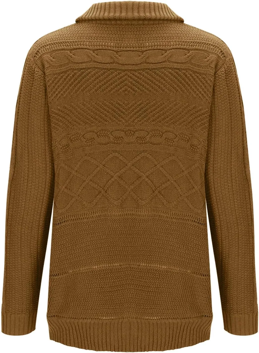 Men Turtleneck Sweater Vintage Button Chunky Knit Temperament Cardigan Jacket Zipper up Stand Collar Knitwear Tops