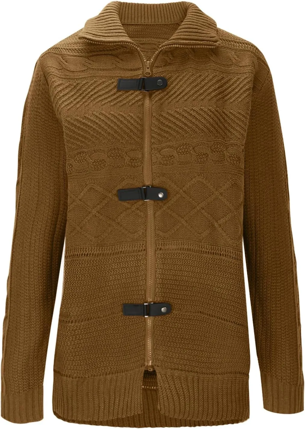 Men Turtleneck Sweater Vintage Button Chunky Knit Temperament Cardigan Jacket Zipper up Stand Collar Knitwear Tops
