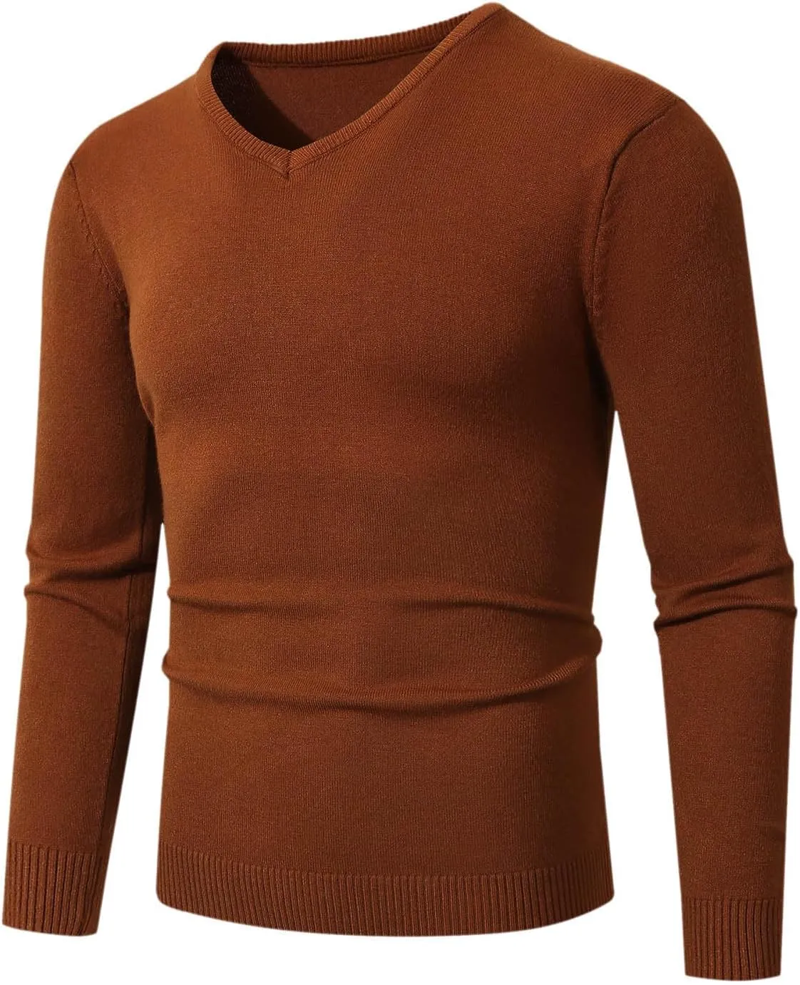 Men V Neck Sweater Long Sleeve Slim Fit Casual Pullover Tops Lightweight Comfy Knitted Dress Sweaters Fashion Clothes