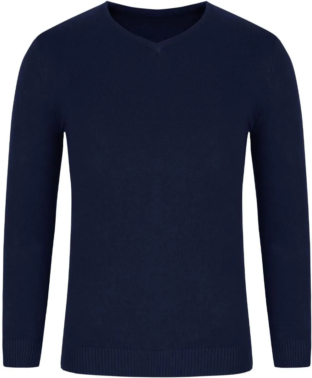 Men V Neck Sweater Long Sleeve Slim Fit Casual Pullover Tops Lightweight Comfy Knitted Dress Sweaters Fashion Clothes