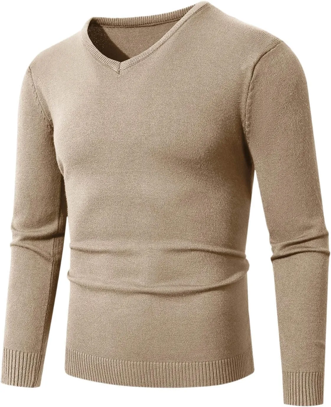 Men V Neck Sweater Long Sleeve Slim Fit Casual Pullover Tops Lightweight Comfy Knitted Dress Sweaters Fashion Clothes