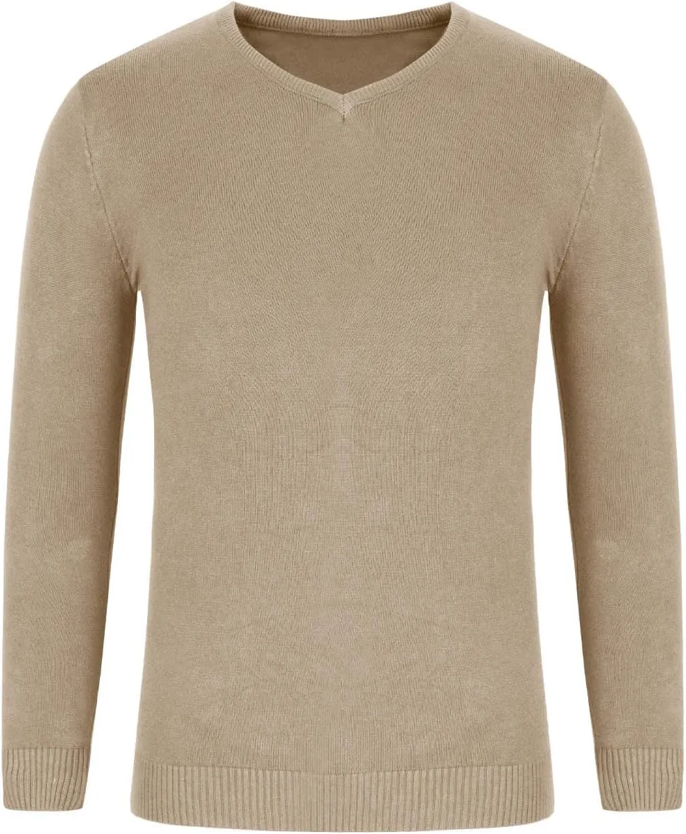 Men V Neck Sweater Long Sleeve Slim Fit Casual Pullover Tops Lightweight Comfy Knitted Dress Sweaters Fashion Clothes