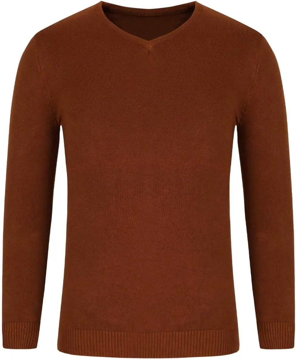 Men V Neck Sweater Long Sleeve Slim Fit Casual Pullover Tops Lightweight Comfy Knitted Dress Sweaters Fashion Clothes