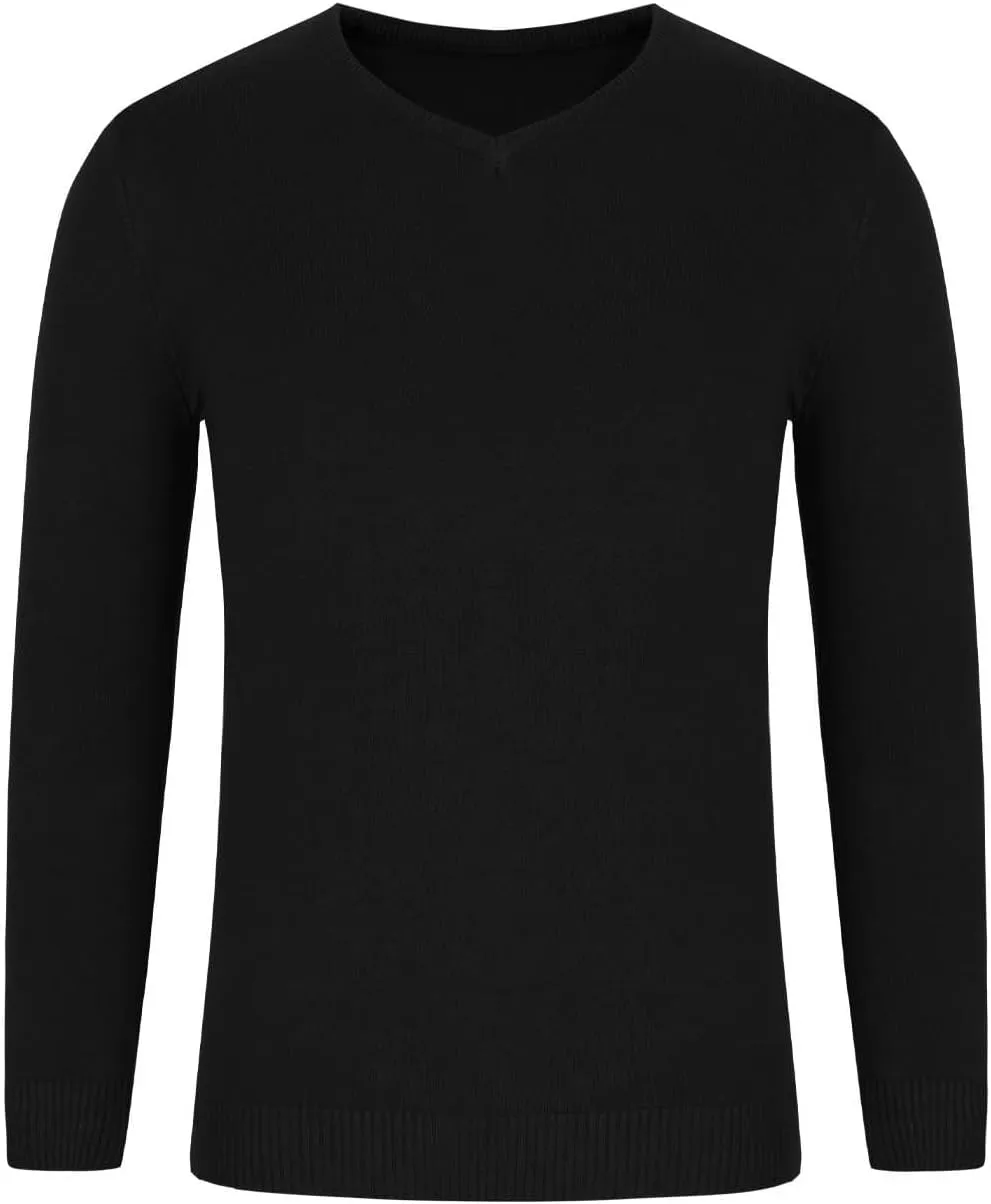 Men V Neck Sweater Long Sleeve Slim Fit Casual Pullover Tops Lightweight Comfy Knitted Dress Sweaters Fashion Clothes