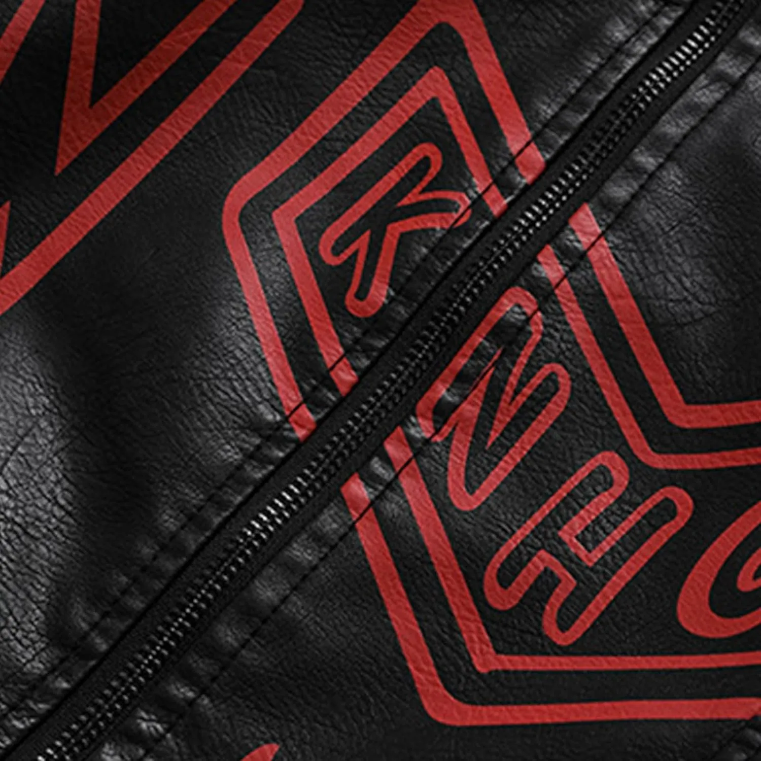 Men's Bomber Jacket Leather Casual Stand Collar Pu Faux Zip-Up Motorcycle Jacket With Pocket Flame Print Outwears