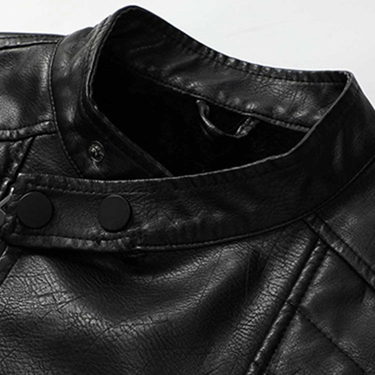 Men's Bomber Jacket Leather Casual Stand Collar Pu Faux Zip-Up Motorcycle Jacket With Pocket Flame Print Outwears