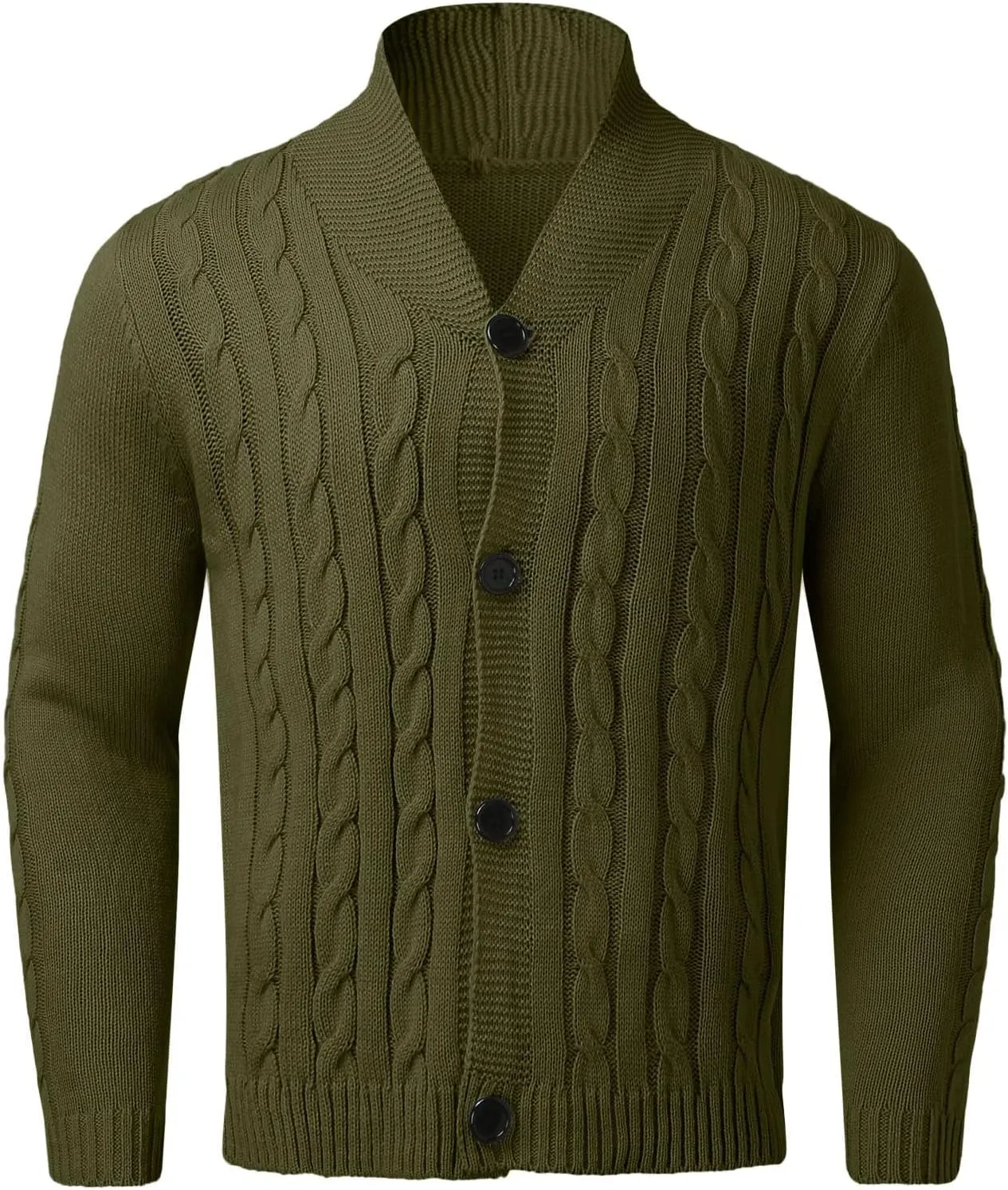 Men's Cardigan Sweater Button Down Long Sleeve Pullover Solid Color Knitted Hooded Casual Loose Knitwear with Pockets
