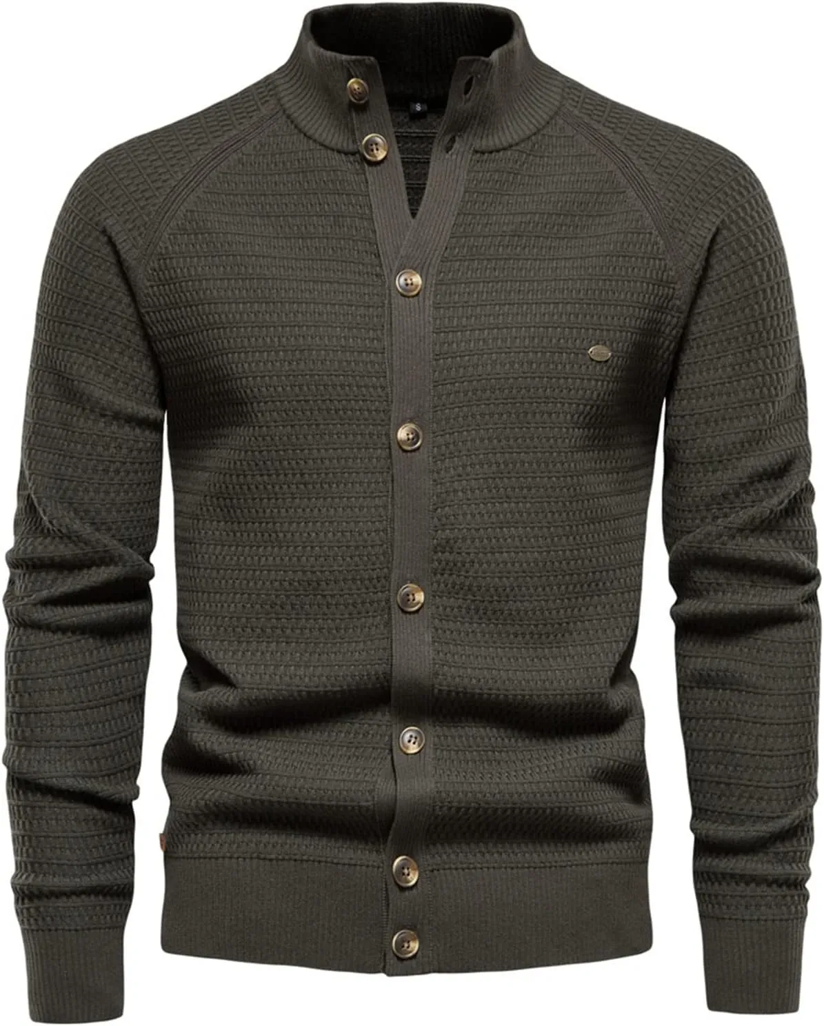 Men's Cardigan Sweater Casual Long Sleeve Stand Collar Slim Fit Cardigan Button Down Fashion Solid Knitted Sweaters