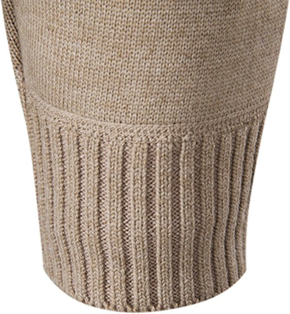 Men's Cardigan Sweaters Full Zip Up Stand Collar Slim Fit Casual Knitted Sweater with 2 Pockets Stripe Knit Cardigan