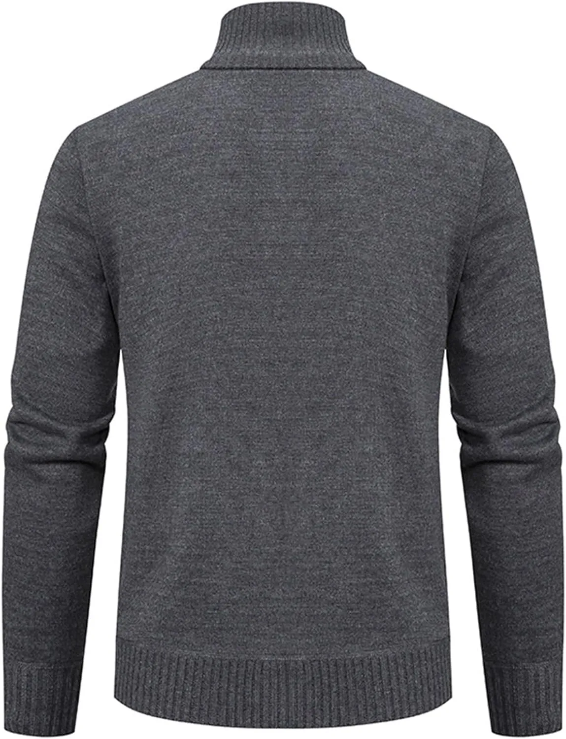 Men's Cardigan Sweaters Full Zip Up Stand Collar Slim Fit Casual Knitted Sweater with 2 Pockets Stripe Knit Cardigan