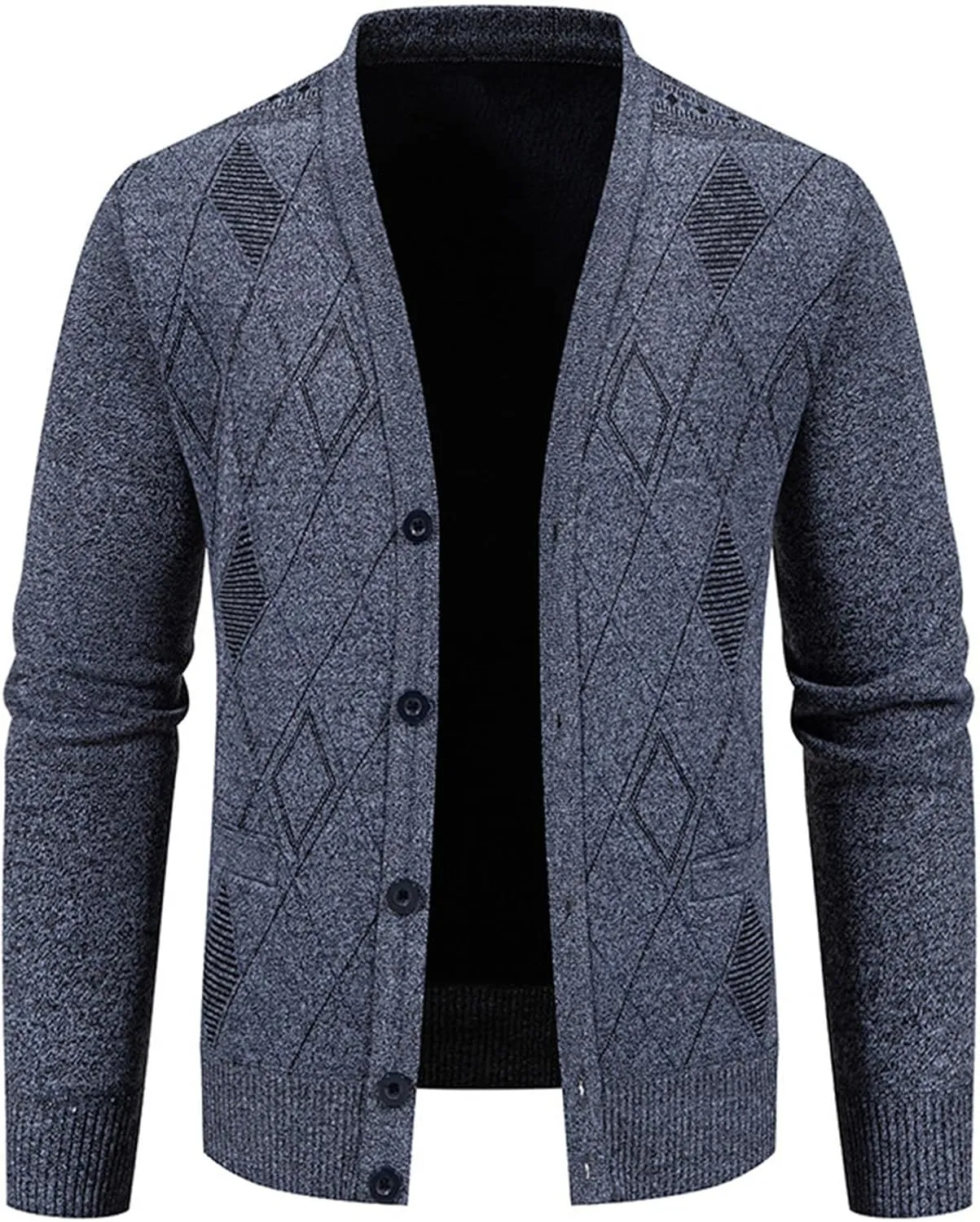 Men's Cardigan Sweaters Soft Knitted V Neck Button Down Sweater with Pockets Long Sleeve Casual Slim Fit Outwear Coat