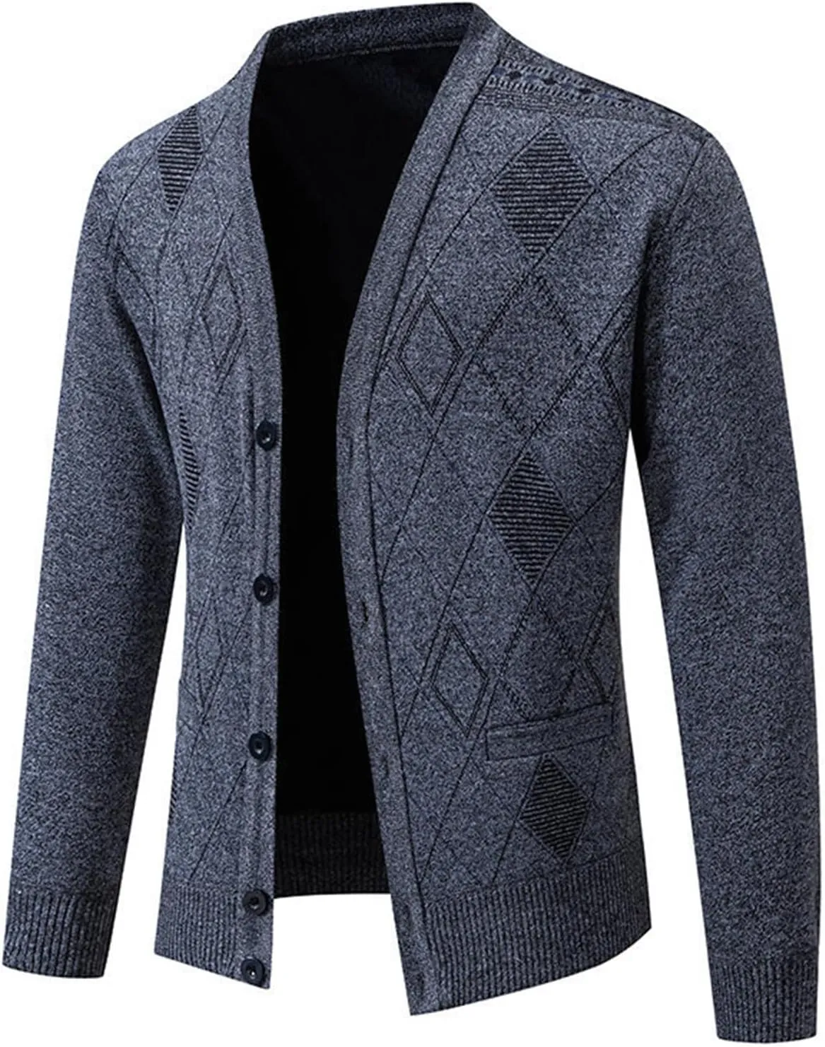 Men's Cardigan Sweaters Soft Knitted V Neck Button Down Sweater with Pockets Long Sleeve Casual Slim Fit Outwear Coat