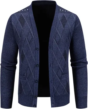 Men's Cardigan Sweaters Soft Knitted V Neck Button Down Sweater with Pockets Long Sleeve Casual Slim Fit Outwear Coat